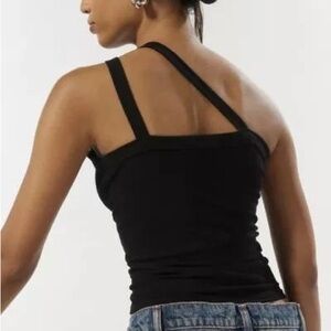 Project Social T Black Asymmetrical Strap Tank Top